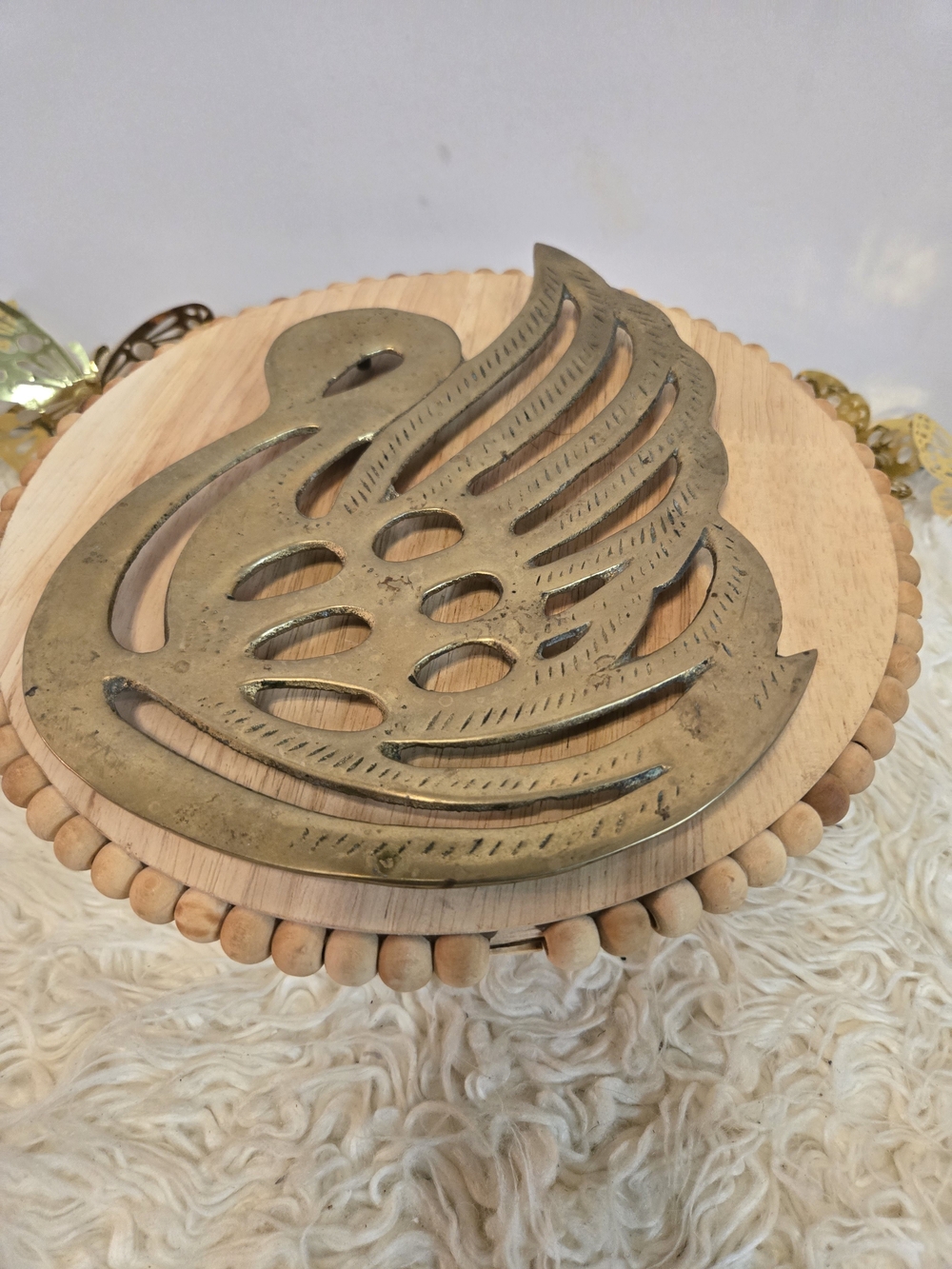 Vintage Brass Decorative Wing Wall Accent - Gold Tone